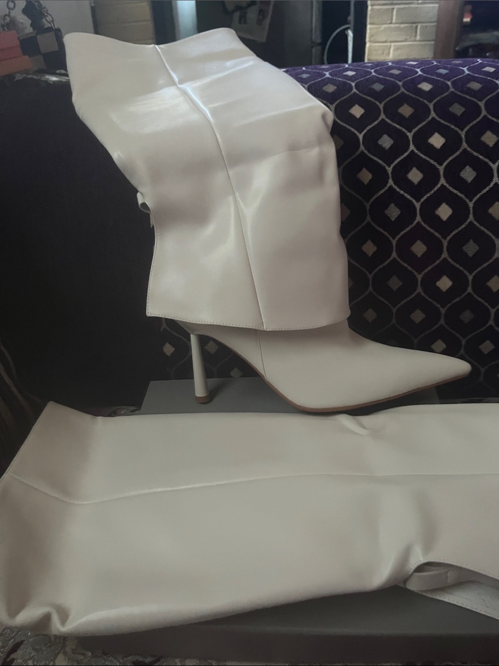 White Over-the-Knee Pointed Toe Stiletto Boots